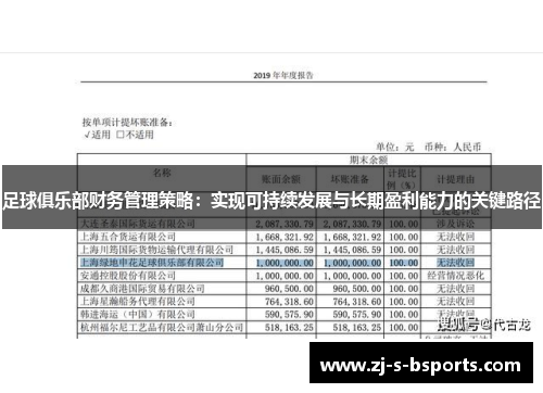 足球俱乐部财务管理策略:实现可持续发展与长期盈利能力的关键路径 足球俱乐部财务管理策略:实现可持续发展与长期盈利能力的关键路径